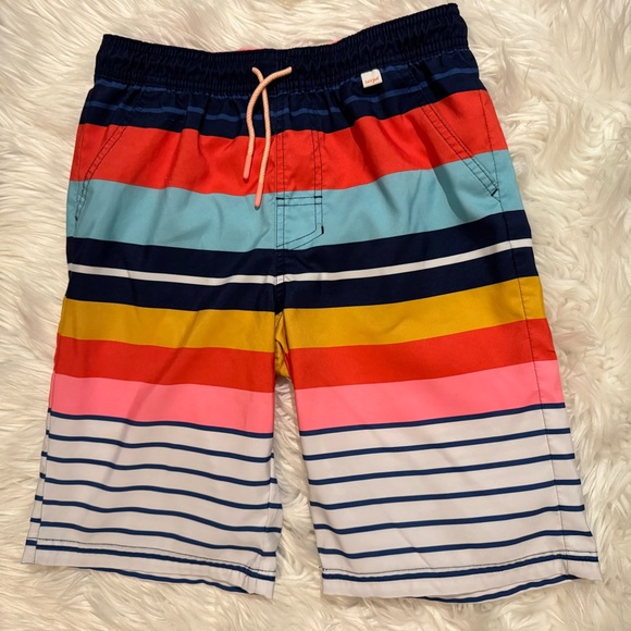 Cat & Jack Boys Striped Swim Trunks Size Large 12/14 - Picture 1 of 5